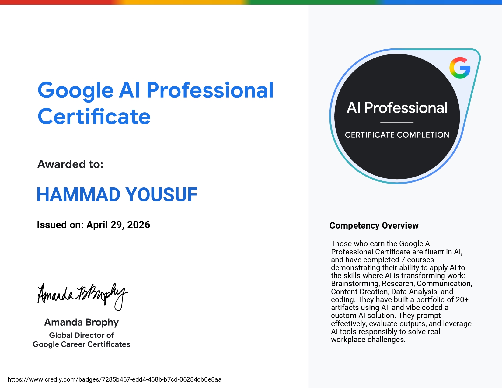 Google AI Professional Certificate
